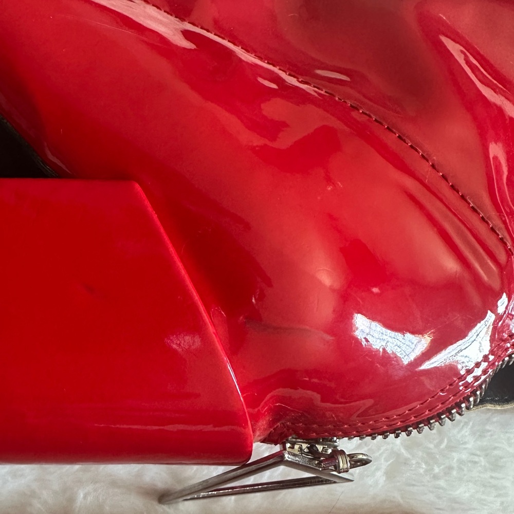 Ego Shiny Red Pointed Toe Block Heel Boots - image 6